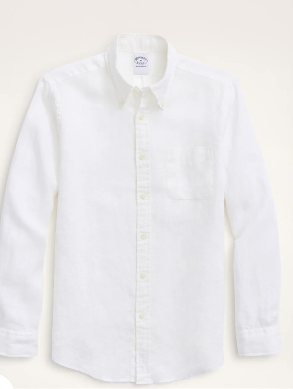 Brooks Brothers Regent 100% Linen Men's White Button-Down Shirt Large